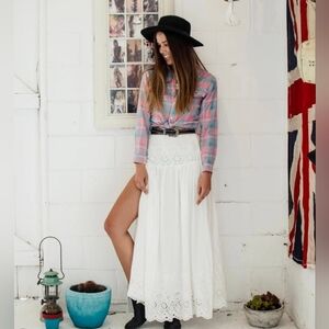 Spell White Maxi Skirt with Lace Details